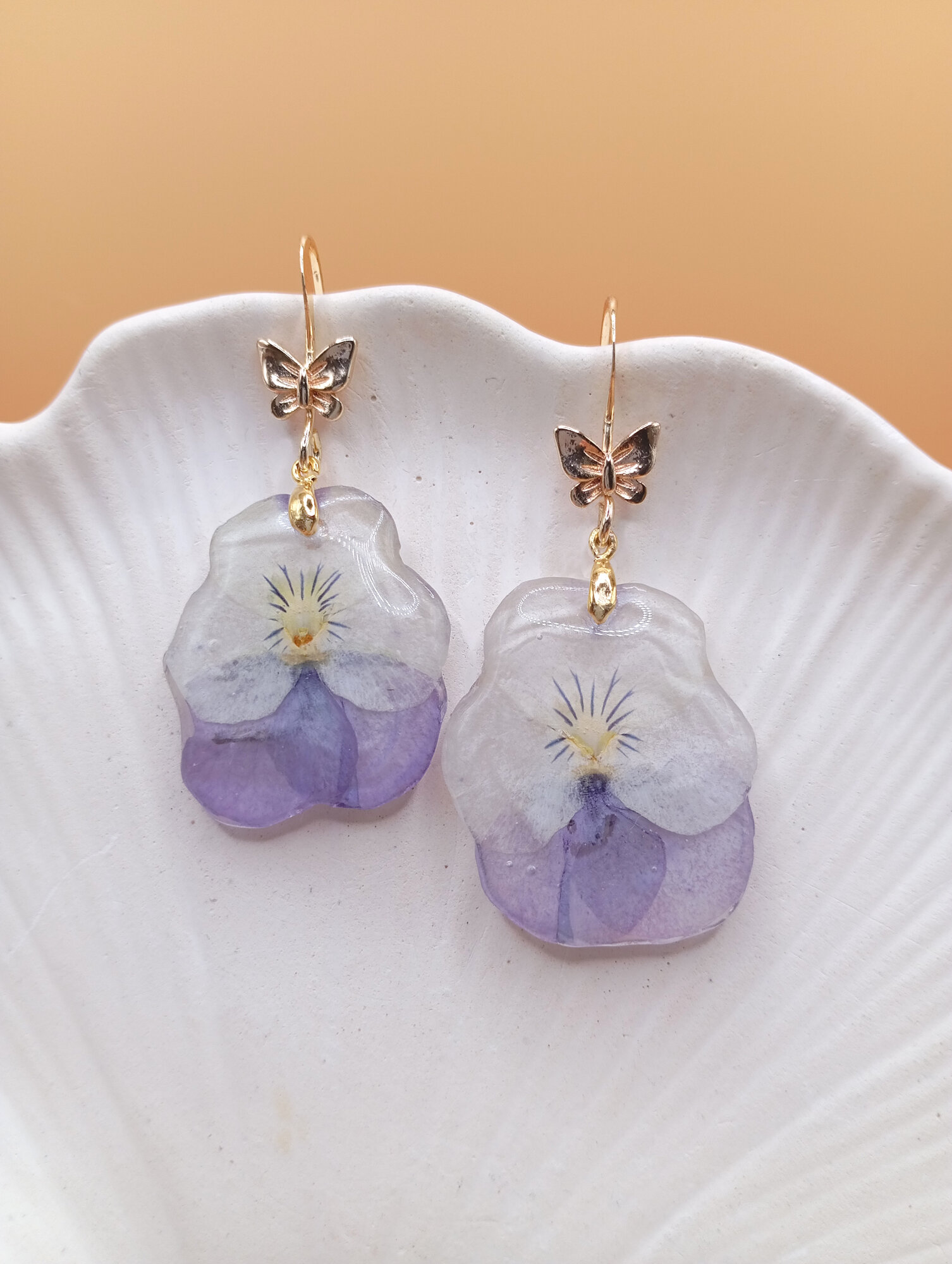 Серьги с подвесками, сухоцветы