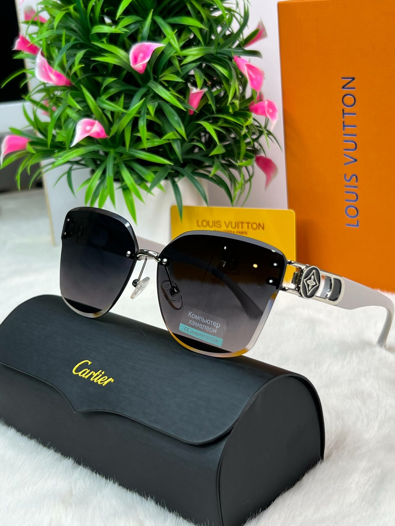 Солнцезащитные очки Louis Vuitton, белый — фото 1