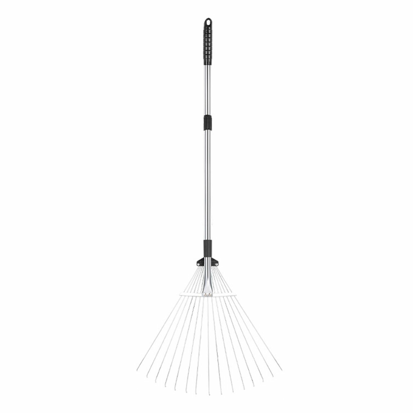 Алюминиевая Садовая Грабли с Регулируемой и Складной Ручкой для Ухода за Газоном и Клумбами 15 Зубцов