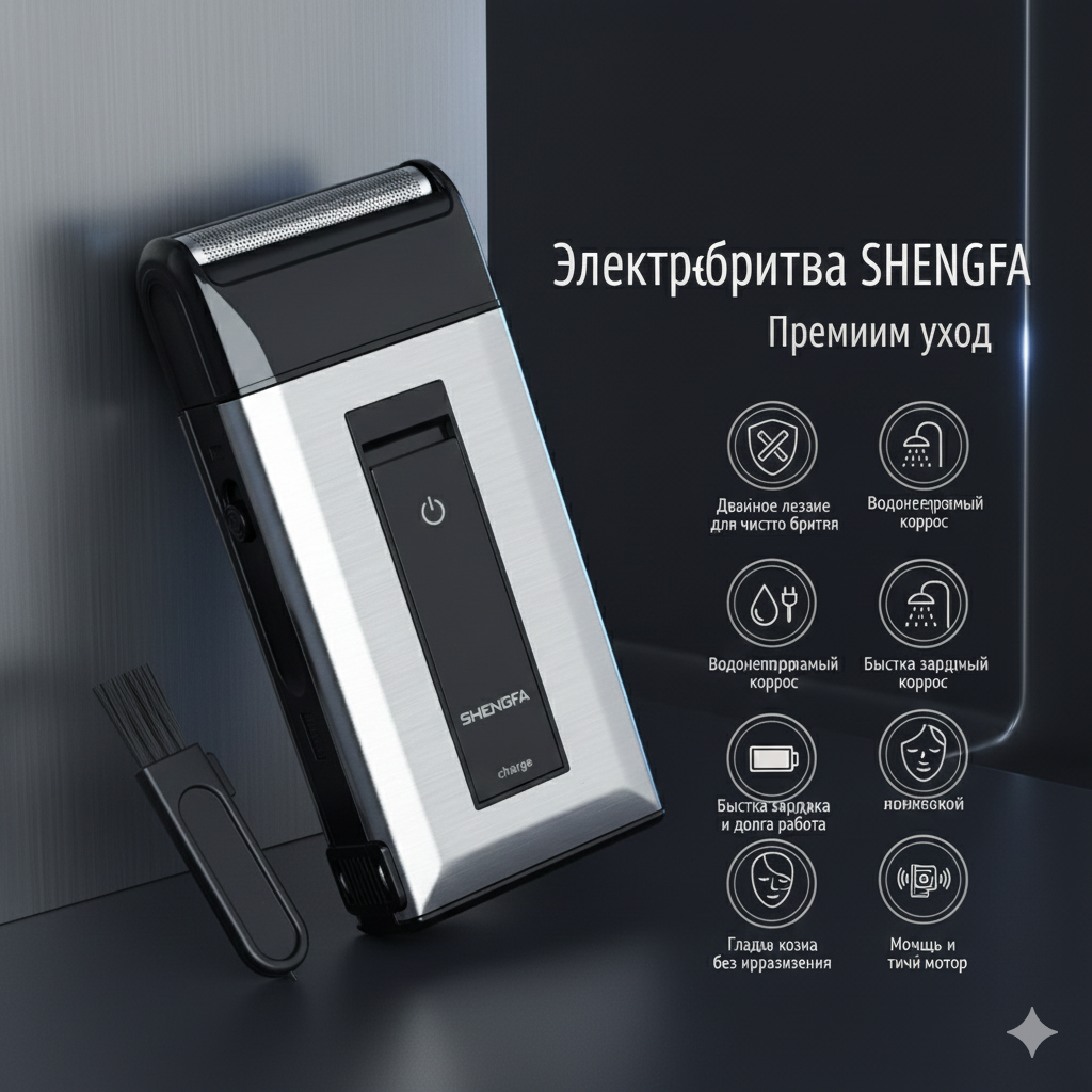 Электробритва беспроводная для сухого и влажного бритья, удобный