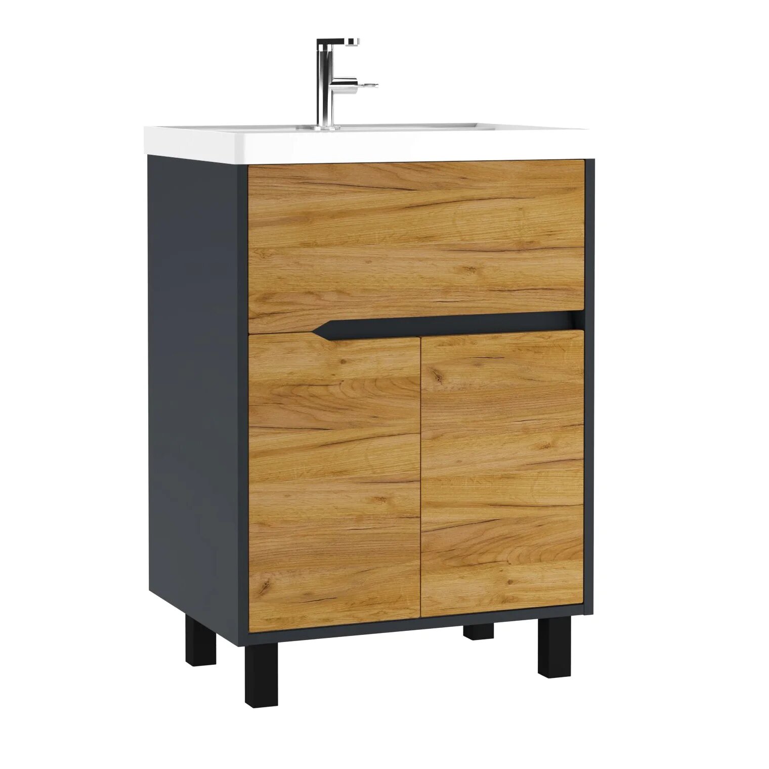 Тумба с раковиной Домино Karat 60 напольная антрацит дуб вотан раковина Classica 60