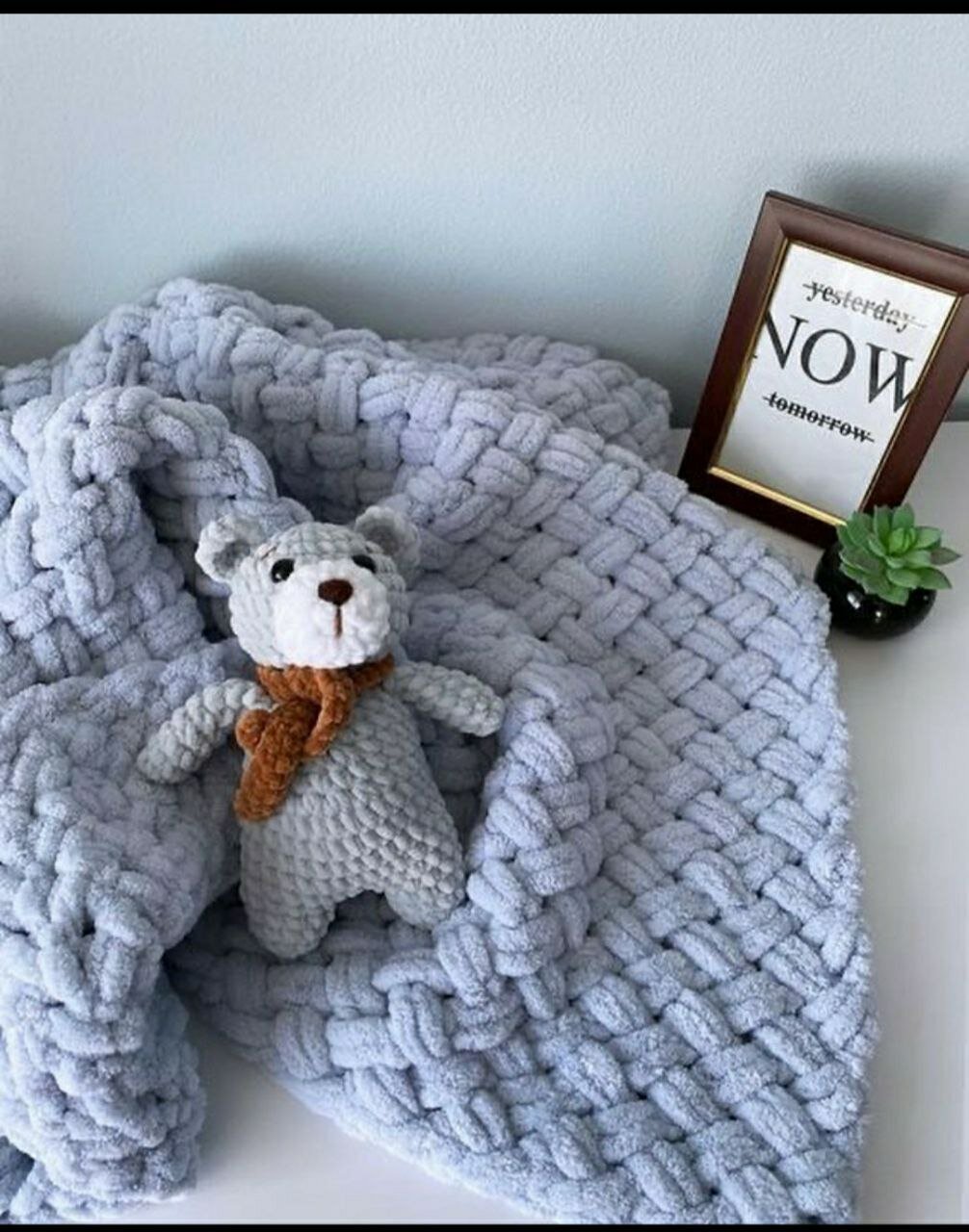 Вязаный детский плед ручной работы, мягкий тёплый плед для новорождённых и малышей