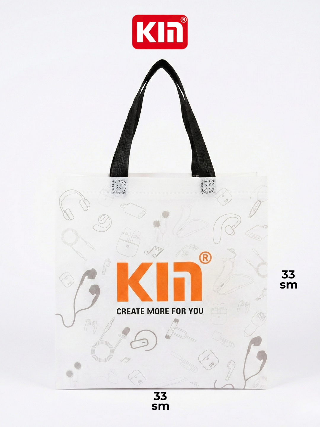 Сумка спортивная KIN, 35 л, 10х33х33 см, ручная кладь, белый, — фото 1