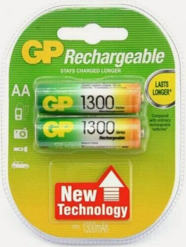 Изображение товара Аккумулятор GP 130AAHC, 1.2 V, 1300 mAh, 2 шт, типоразмер AA