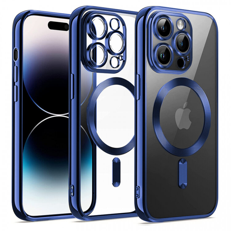 Nova Store Чехол на iPhone 15 Pro Max magsafe с защитой для камеры Синий