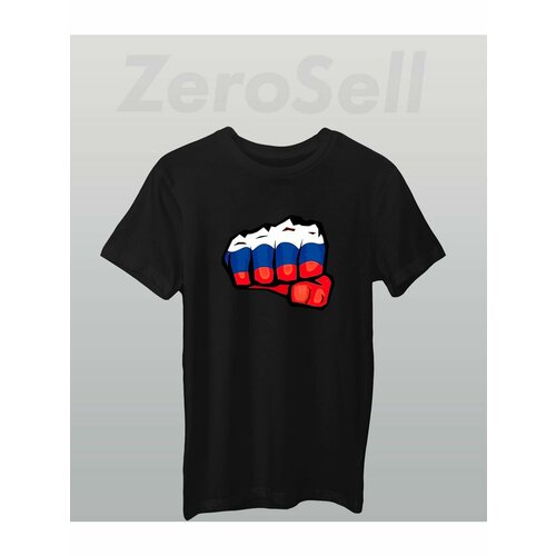 Футболка Zerosell кулак россия, размер 8XL, черный футболка кулак россия надпись размер 8xl черный