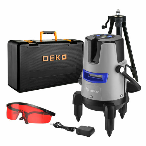 Лазерный уровень DEKO DKLL02RB PRO SET 2 PREMIUM уровень лазерный самовыравнивающийся deko dkll02rb pro set 2 со штативом 1 м 2 линии красный луч