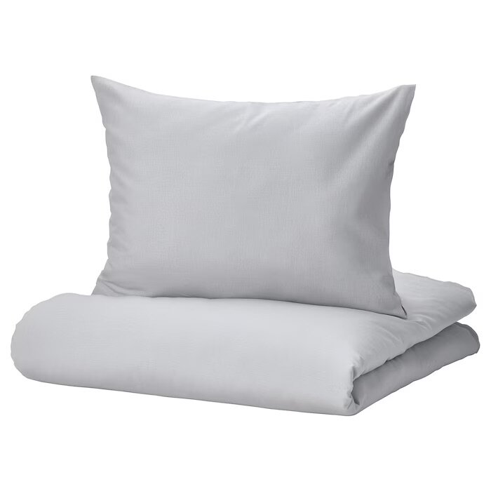 Комплект постельного белья Ikea Nattsvarmare, постельное белье Икеа Натцвармаре, пододеяльник и 2 наволочки, 200х200/50х60 см, серый