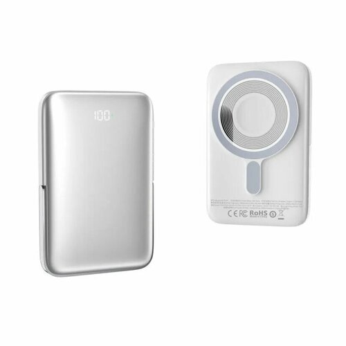 Внешний аккумулятор с беспроводной зарядкой MagSafe 10000mAh / Wiwu Wi-P018 / Белый белый