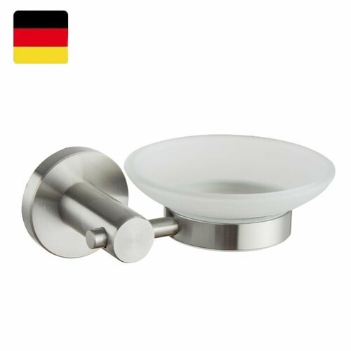 Мыльница стеклянная с держателем нержавеющая сталь 1370₽