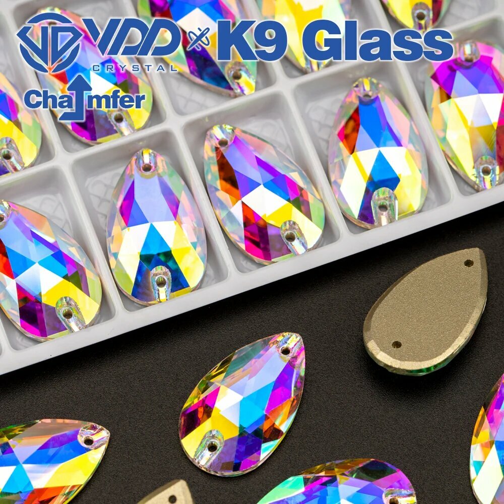 Стеклянные стразы VDD Pear AAAAA для рукоделия Pear 17x28mm - 12Pcs