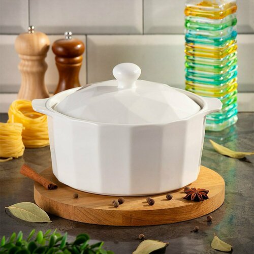 Кастрюля для запекания керамика 19 л круглая с крышкой Антарктида Y6-10190 1530₽