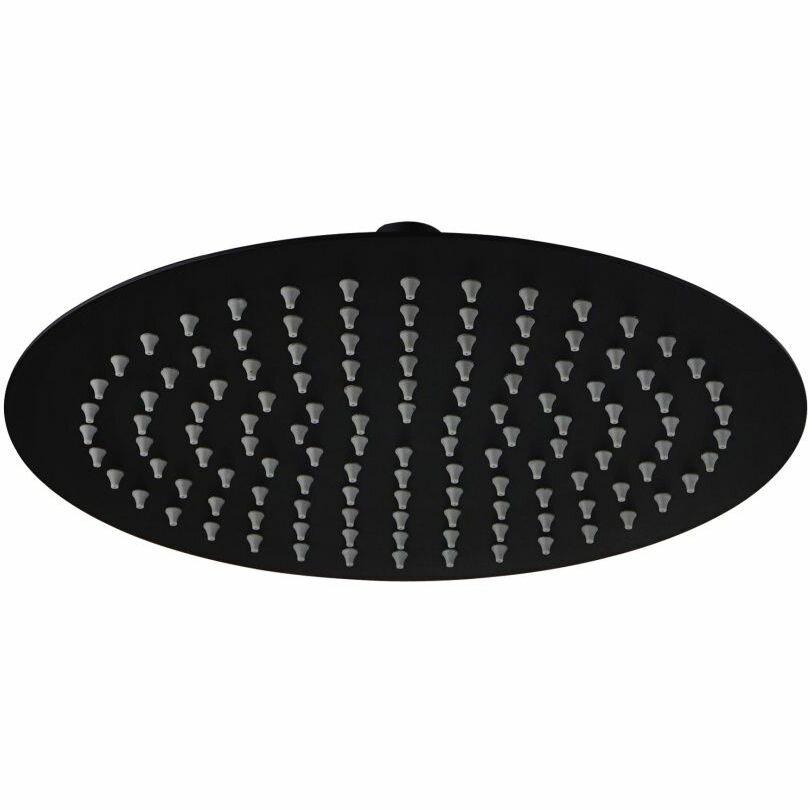 AQG, душевая круглая ультраплоская антикальковая головка ATLACR 25 см, цвет черный матовый