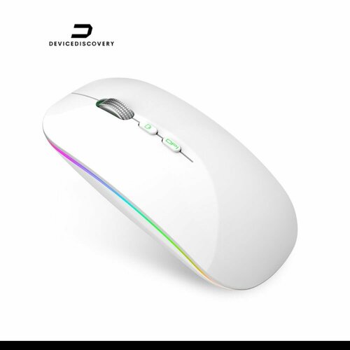 Мышь беспроводная оптическая, бесшумная, LED-подсветка, белый