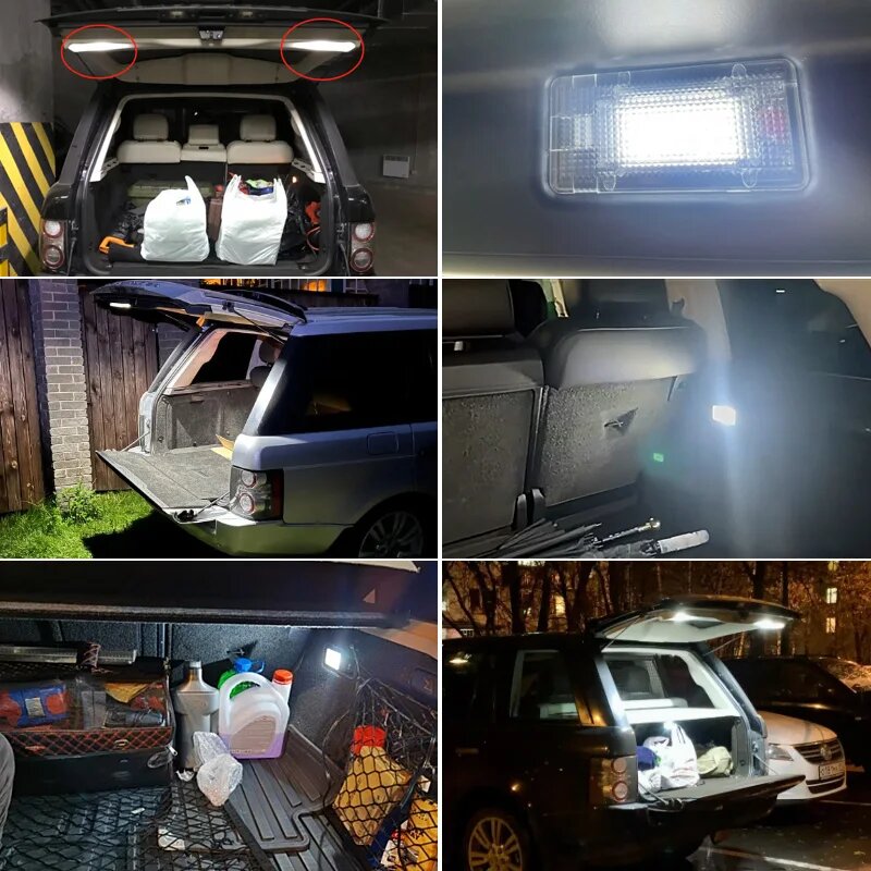 Подходит для Land Rover Range Rover Sport L322 2005-2008, белый SMD светодиодный светильник для багажника, багажного отделения, подсветка для ног, 6000K, белый, 2PCS — фото 1