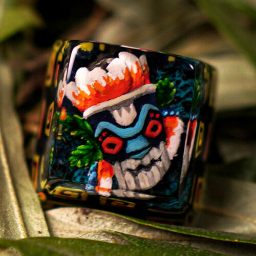 Маска Высшего жреца, клавиша для механических клавиатур из смолы, custom resin keycap, кастомный артизан кейкап, прозрачный кап