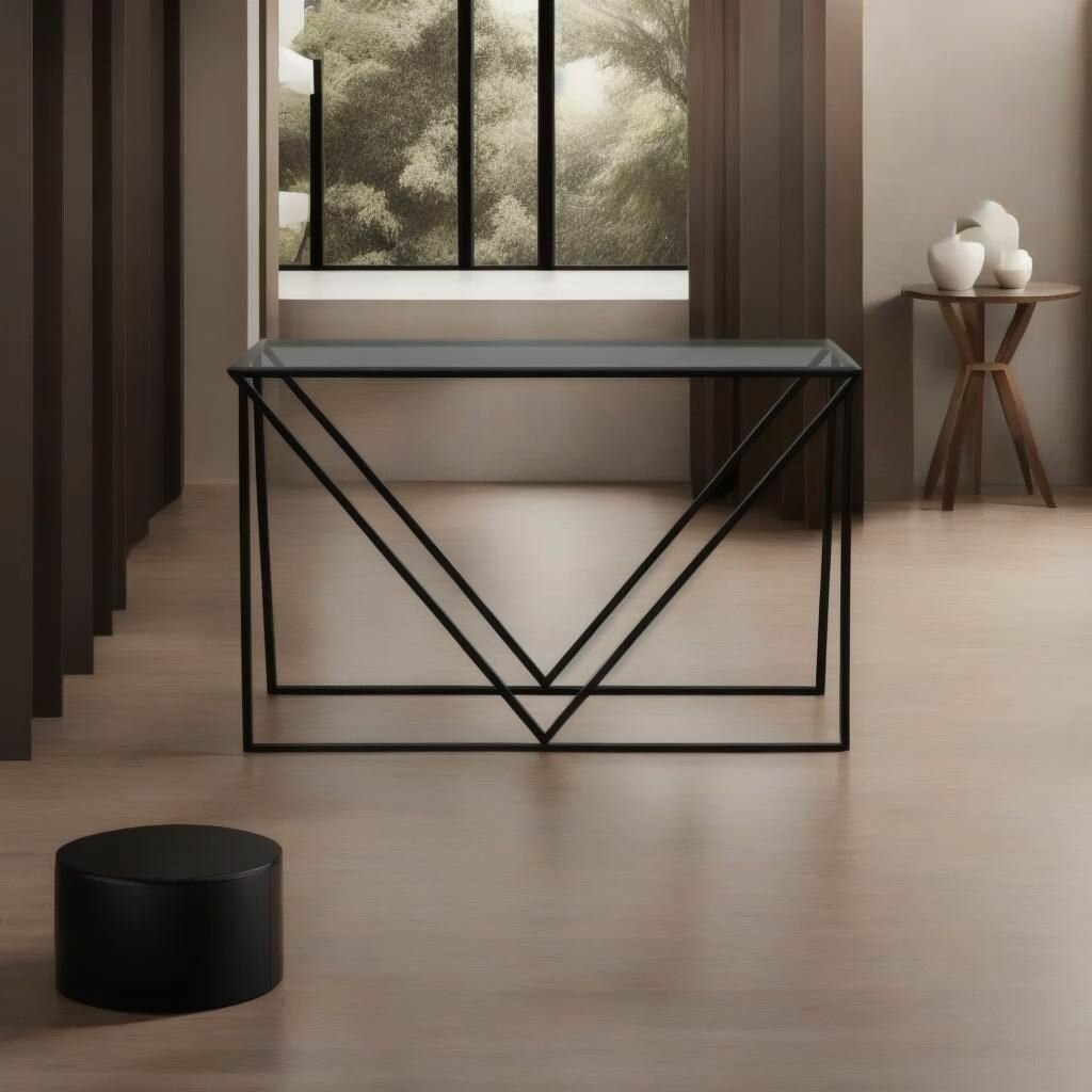 Консольный столик, мебельная консоль MADRID 1200х875х280мм (черный/прозрачное)