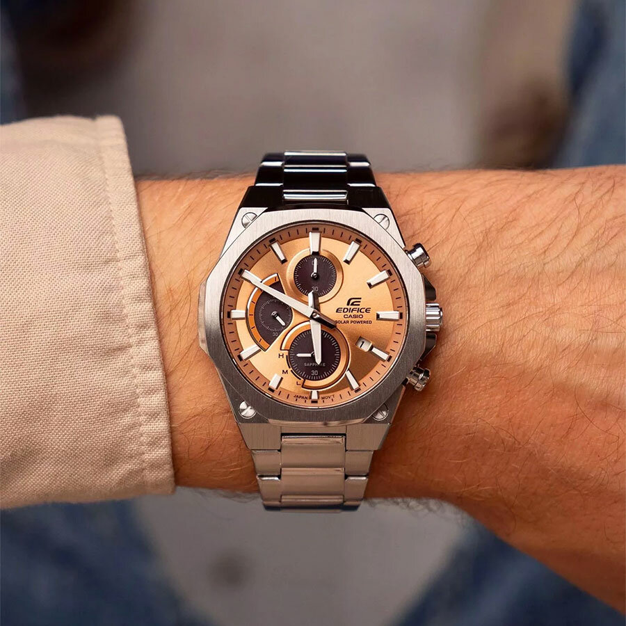 Наручные часы CASIO Edifice, коричневый, серебряный — фото 1