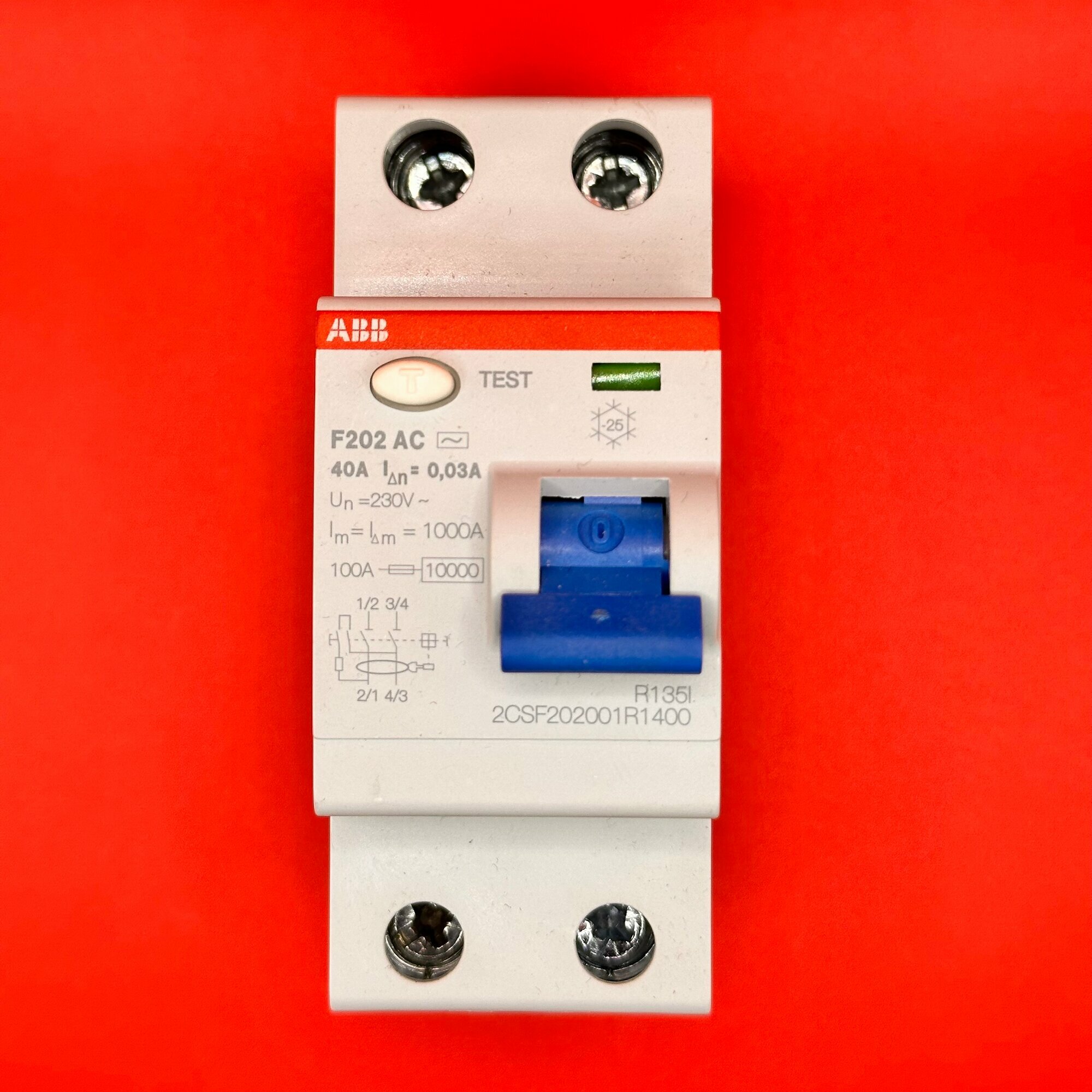 F202 AC 40/0,03 узо 2P двухполюсное 30mA ABB 2CSF202001R1400