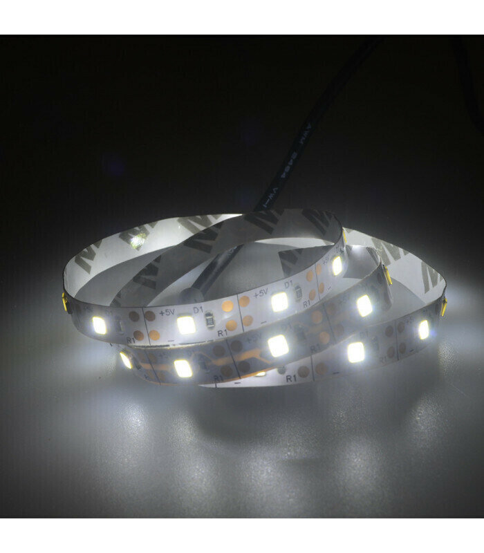 Светодиодная лента SMD 2835 60 диодов/метр эконом 5 В. Цвет: белый IP33. Катушка 5 метров.