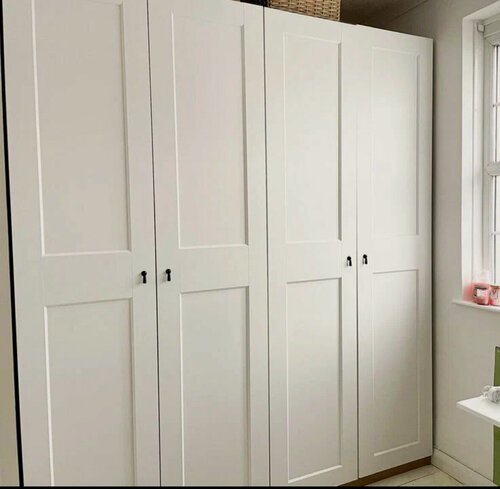 Изображение товара Шкаф икеа "РАХ", напольный, 200x61x233 см, белый, 4 дверцы, матовый