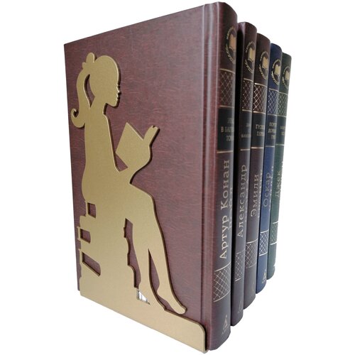 Подставка-ограничитель для книг “Девушка с книгой”, металл, цвет бронза, исполнение левое