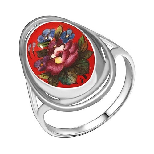 фото Серебряное кольцо золотые узоры 96-01-0009-31 с финифтью diamant-online