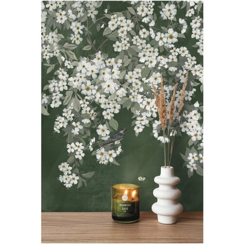 Обои бесшовные Ласточки Зеленый текстура хлопок ширина 2550мм х длина 3000мм 13475₽