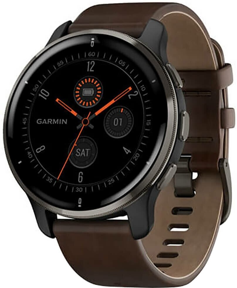 Смарт-часы Garmin Venu 2 Plus, 33мм, 1.3", черный / коричневый [010-02496-15]