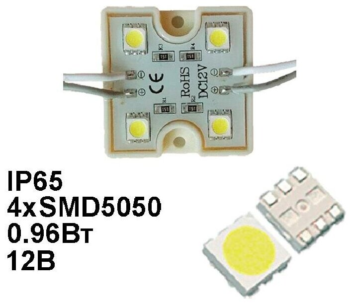 Светодиодный модуль (кластер) BEELED BLDCL-4SMD5050-W - упаковка 20шт.