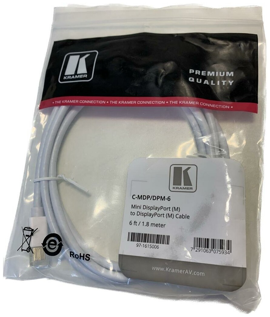 Кабель Mini DisplayPort - DisplayPort Kramer C-MDP/DPM-6 1.8m