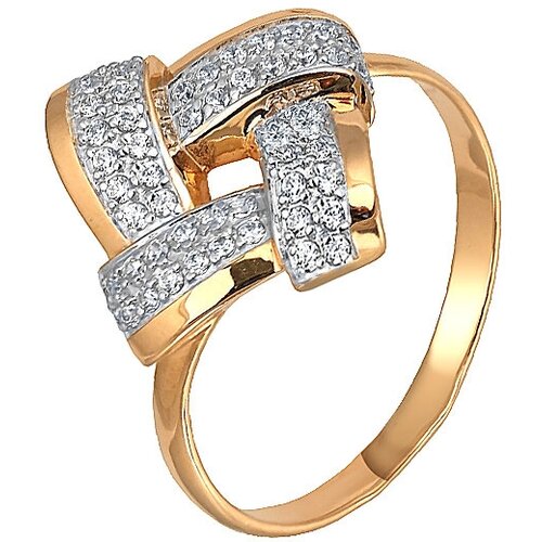 фото Кольцо azade, красное золото, 585 проба, фианит, размер 16.5