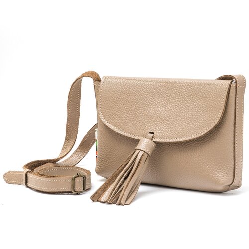 Сумка  кросс-боди Росгалант повседневная, натуральная кожа, регулируемый ремень, бежевый