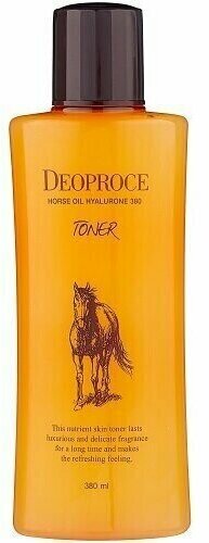 Тонер с гиалуроновой кислотой и лошадиным жиром Deoproce Horse Oil Hyalurone 380 Toner, 380 мл