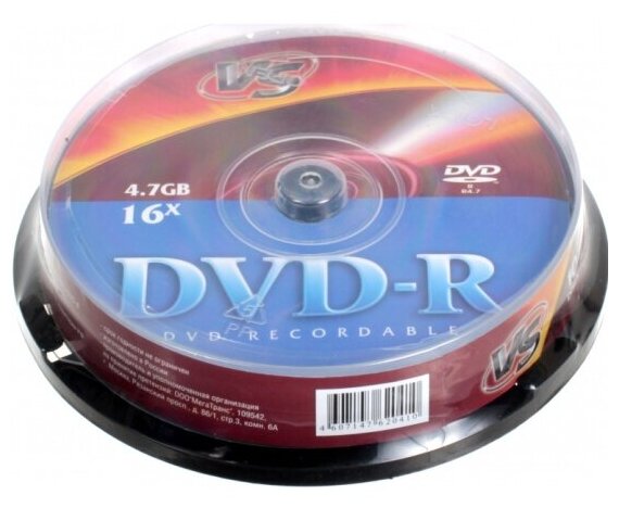 Диск VS DVD-R 4,7 GB 16x CB/10