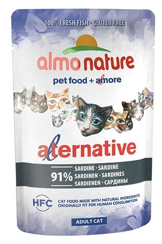Влажный корм для кошек Almo Nature Alternative с сардиной (кусочки в соусе)