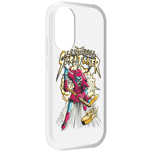 Чехол MyPads нарисованный скелет хоккеист для Honor X7 задняя-панель-накладка-бампер