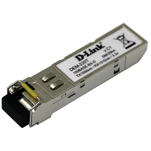 D-Link Трансивер D-Link 220T/20KM/A1A WDM SFP 100Base-BX-D Tx:1550nm Rx:1310nm singlemode 20km acd sfp bidi3 20 sfp wdm ddm 1 25gbps lc sm tx rx 1310 1550nm 20km