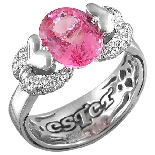 фото Эстет кольцо с шпинелью и бриллиантами из белого золота 750 пробы 01к673949-1, размер 18