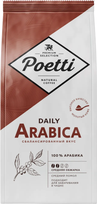 Кофе молотый Poetti Daily Arabica, для чашки, натуральный, жареный, 250 г - фотография № 13