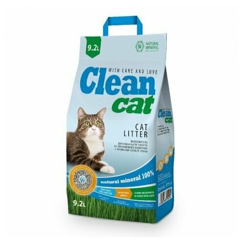 Clean Cat Наполнитель впитывающий кремниевый аромат свежей травы