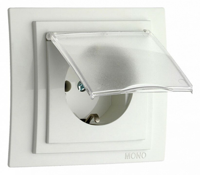 Розетка с заземлением с крышкой, MONO ELECTRIC, белый 16A 500-001921-118