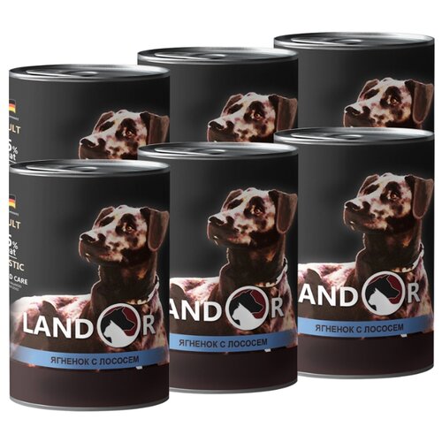 фото Корм для собак Landor (0.4 кг) 6 шт. Adult Dog Lamb and Salmon для собак всех пород (банка)
