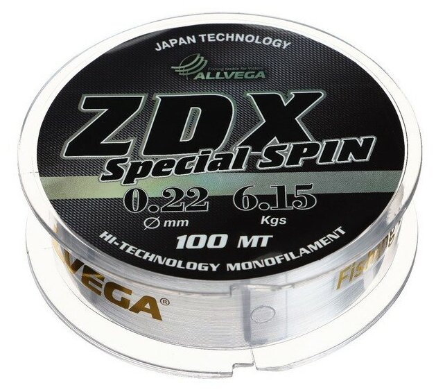 Леска Allvega ZDX Special spin диаметр 0.22 мм тест 6.15 кг 100 м прозрачная
