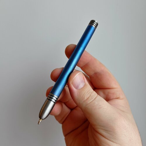 Титановая тактическая сверхпрочная ручка - Мини Синяя, Стержень Parker