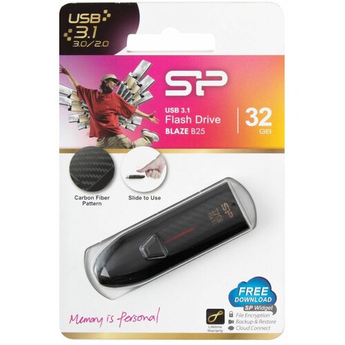 Флеш-память USB 32 Gb Silicon Power Blaze B25, USB 3.2, Черный