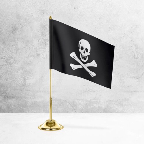 настольный флаг мурманска на металлической подставке под золото Настольный Пиратский флаг на металлической подставке под золото