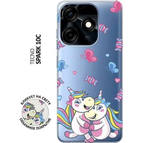 Силиконовый чехол с принтом Unicorns and Candies для Tecno Spark 10C / Техно Спарк 10С силиконовый чехол с принтом rainbow unicorn для tecno spark 10c техно спарк 10с