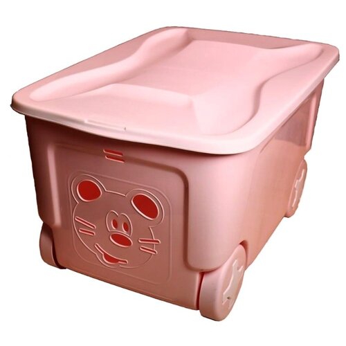 фото Ящик для игрушек "cool" со скругленными углами на колесах 50 литров нежно-розовый little angel