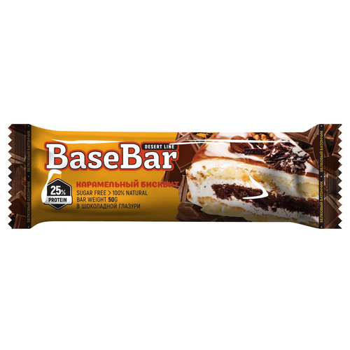 Протеиновый батончик Base Bar Desert Line, в шоколадной глазури, 50гр, 8 шт Карамельный бисквит ассорти протеиновых батончиков base bar slim 20% белка кокос 9шт бисквит 8шт фисташ морож 8шт 40г 25шт